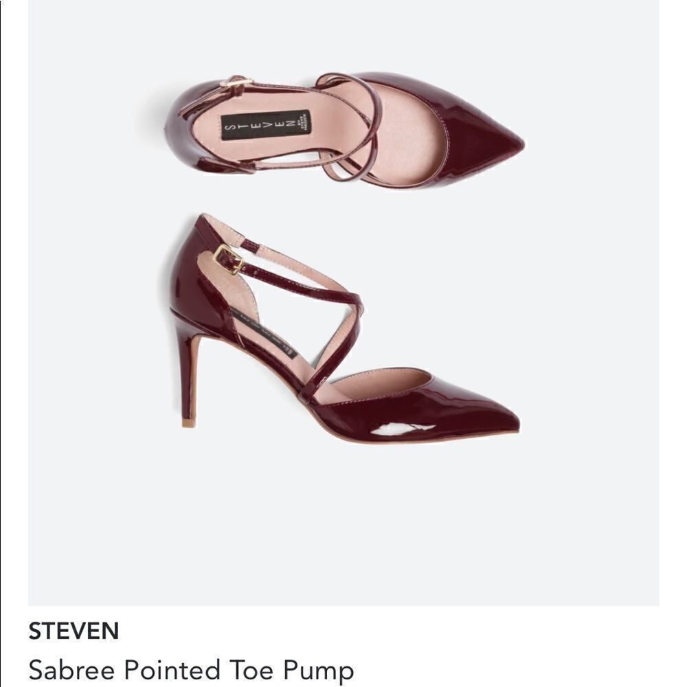 PATENT CRANBERRY Leather criss cross heels from Stitch Fix! Sabree point… - Picture 10 of 10